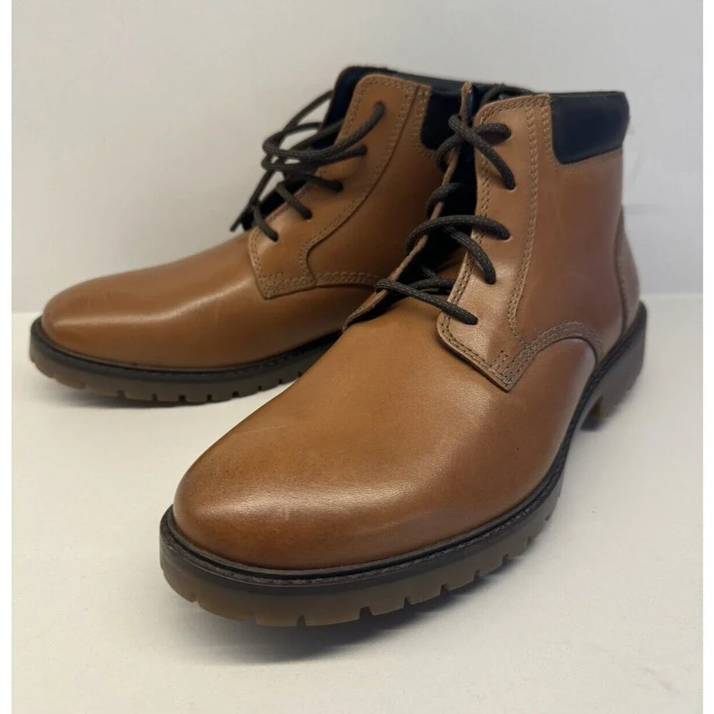JONHSON & MURPHY boots Patterson Brown genuine Leather Lace Up Boy's youth 4M